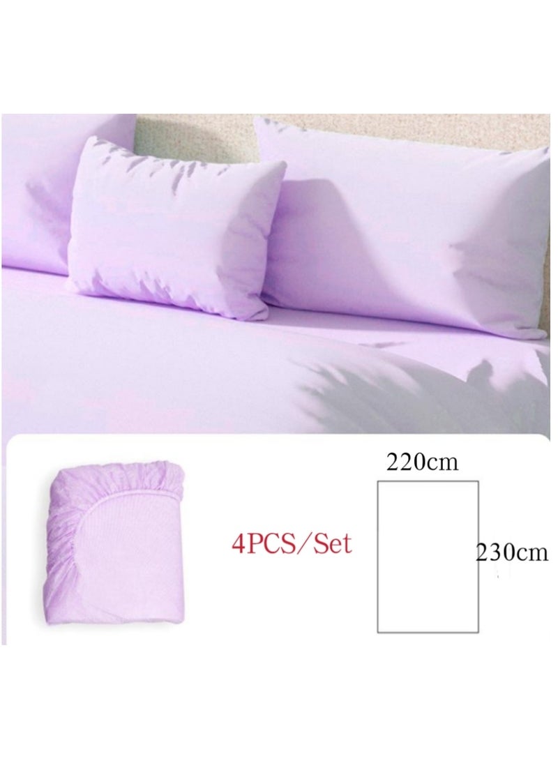 Disposable Bedding 1 Sets Of Portable Disposable Bedding Travel-Ready 4-Piece Double Set with Bed Sheets, Quilt Cover, and Pillowcase for Convenient Travel Use.Purple - Image 1
