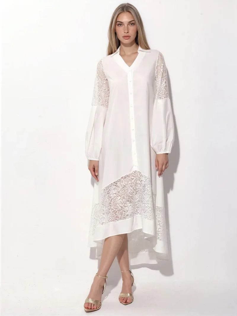 جينيفر Embroidered Midi Wrap Dress