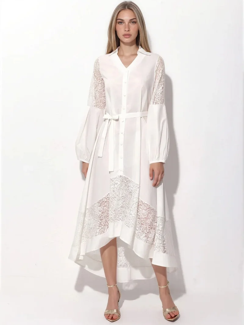 جينيفر Embroidered Midi Wrap Dress
