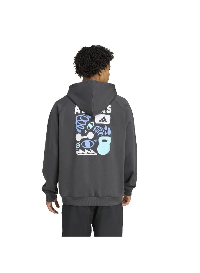 Adidas CARBON/MULTCO Gfx Hoodie Grey Hooded Sweat Sweatshirts For Men for Men | Best Price UAE