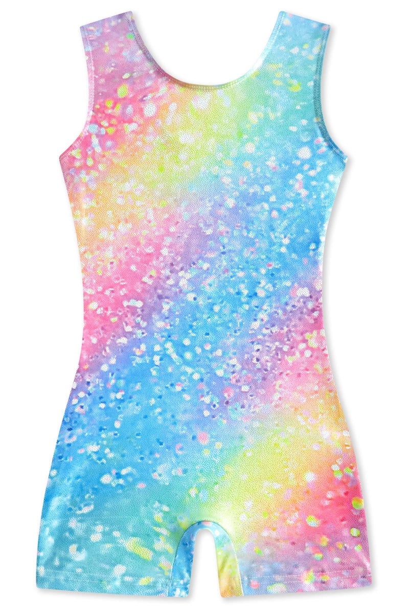 Funnycokid Gymnastics Leotards for Girls Dance Outfits Unitard Sparkly Clothes with Shorts, diamond 01, 5-6 Years - Image 3