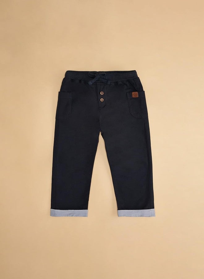 YU by Pantaloons Baby Boy's Regular Fit Pants (110149492003_Navy - Image 4