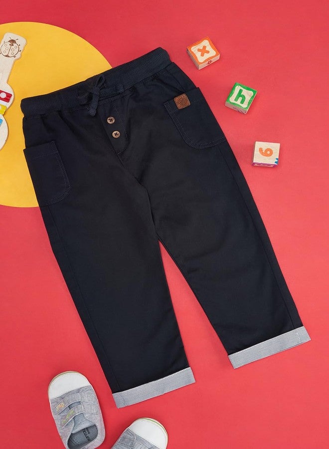 YU by Pantaloons Baby Boy's Regular Fit Pants (110149492003_Navy - Image 2