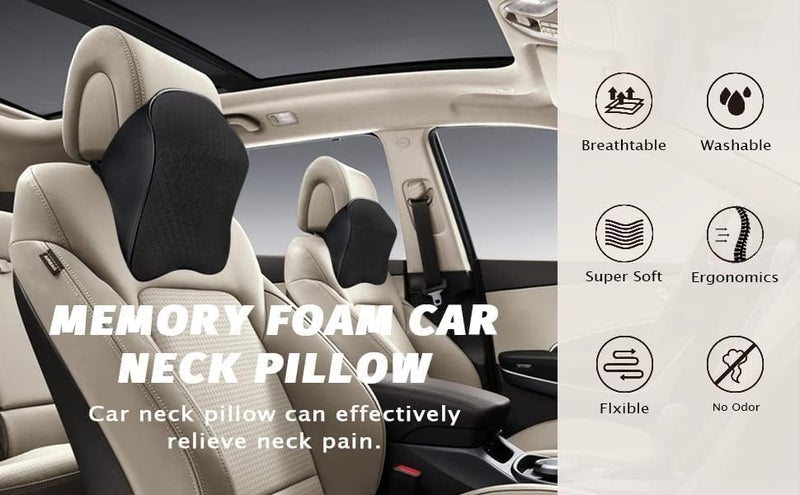 GUDDIES Memory Foam Car Neck Rest Pillow Seat Cushion Headrest Ergonomic Neck Support Help Relieve Neck Pain for Driver Front Back Seat Office Chair Fit Most VehiclesMulticolour - Image 5