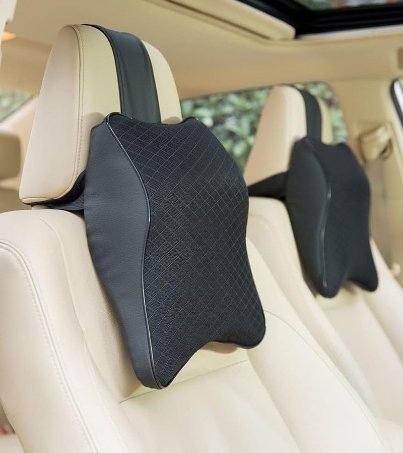 GUDDIES Memory Foam Car Neck Rest Pillow Seat Cushion Headrest Ergonomic Neck Support Help Relieve Neck Pain for Driver Front Back Seat Office Chair Fit Most VehiclesMulticolour - Image 2