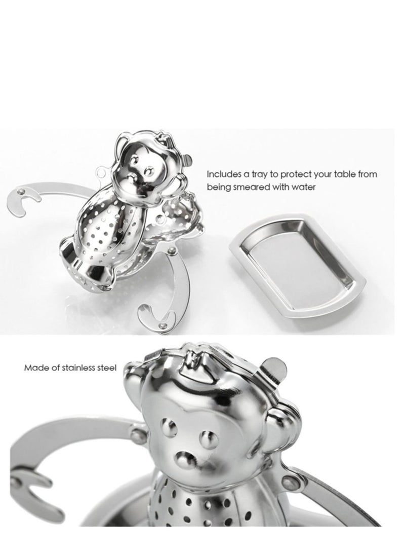 Zikra 2pcs Stainless Steel Tea Strainer Silicone Tea Infuser Stainless Tea Kettle Metal Tea Strainer Stainless Steel Coffee Infuser Fine Mesh Tea Strainer Rubber Tea Infuser Tea Leaker - Image 2