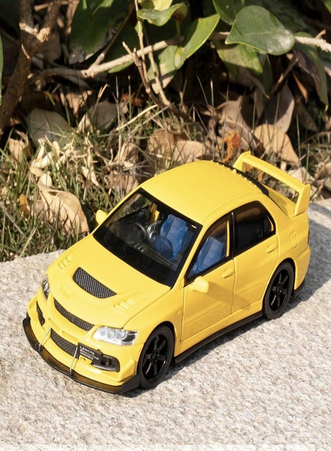 FEXXA Toy Car Compatible for 1:32 Mitsu bishi Lancer Evolution Model, Pull Back Diecast Collectible Car with Sounds ＆ Lights for Kids Boys Girls and Adults, Gift (Yellow) - Image 4