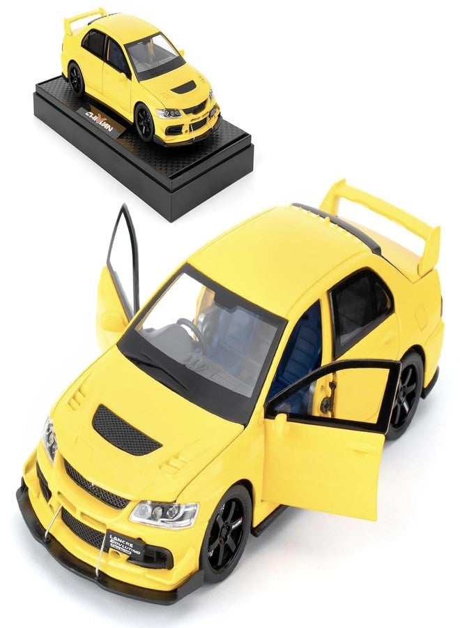 FEXXA Toy Car Compatible for 1:32 Mitsu bishi Lancer Evolution Model, Pull Back Diecast Collectible Car with Sounds ＆ Lights for Kids Boys Girls and Adults, Gift (Yellow) - Image 1