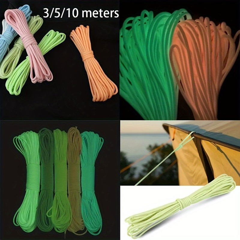 Yellow 3m 118 Inch 4Mm 7 Strand Luminous Nylon Tent Cord Lanyard Braided Rope - Image 1