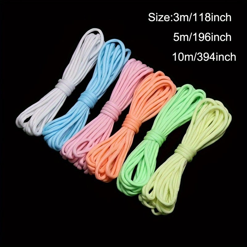 Yellow 3m 118 Inch 4Mm 7 Strand Luminous Nylon Tent Cord Lanyard Braided Rope - Image 2