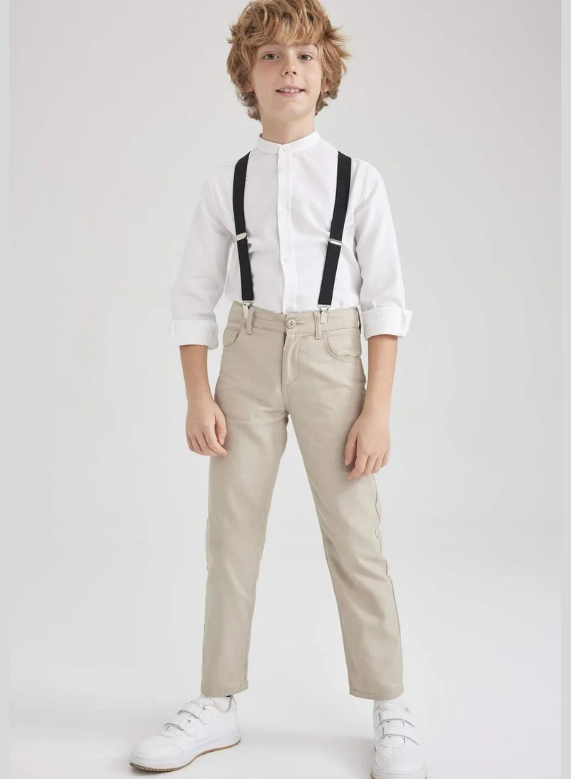 DeFacto Boy Stand- Up Collar Woven Long Sleeve Shirt