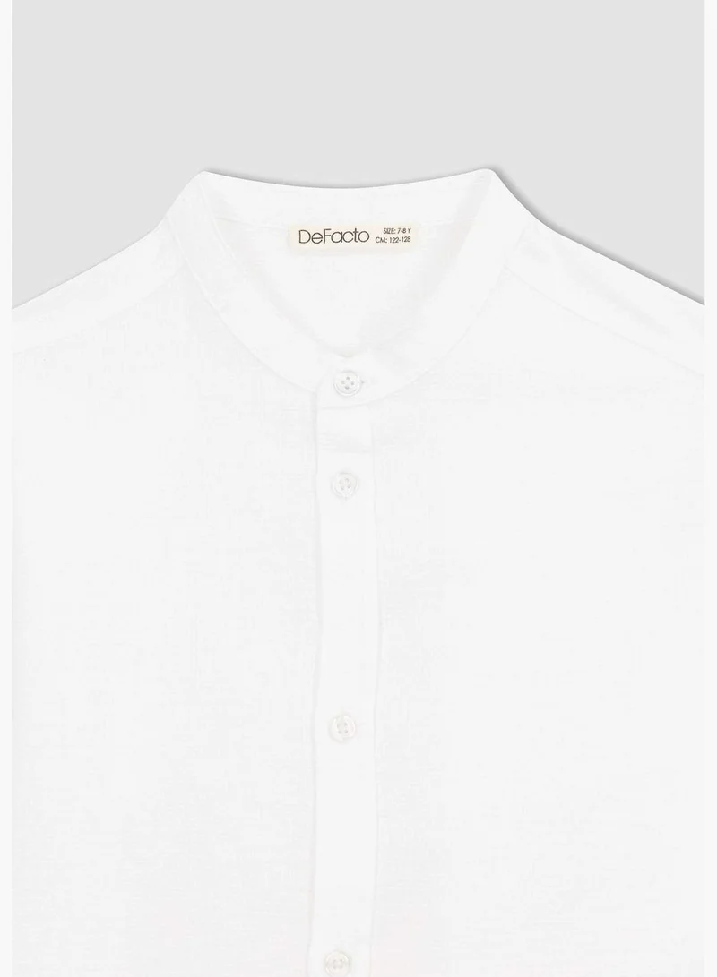 DeFacto Boy Stand- Up Collar Woven Long Sleeve Shirt