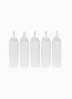 SYOSI Ketchup Squeeze Bottles, 230ml Plastic Condiment Squeeze Squirt Bottles with Cap, for Ketchup, BBQ, Sauces, Syrup, Condiments, Dressings, Paint - BPA Free 5pcs  - Image 1