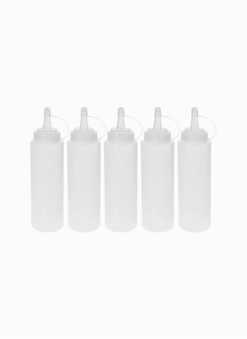 SYOSI Ketchup Squeeze Bottles, 230ml Plastic Condiment Squeeze Squirt Bottles with Cap, for Ketchup, BBQ, Sauces, Syrup, Condiments, Dressings, Paint - BPA Free 5pcs  - Image 1