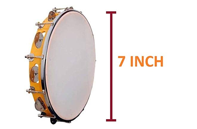 InStyler Tambourine With Head Aluminium Hand Percussion Musical Instrument (7 INCH) - Image 2