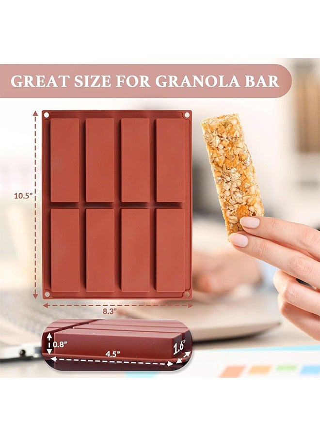 الوجبة قوالب شوكولاتة مستطيلة عميقة من السيليكون، قطعتان من قوالب الشوكولاتة السميكة المرنة ذات 8 تجاويف للبار المحشو، قالب حلوى شوكولاتة كبير لحشو بار شوكولاتة الكنافة والفستق - Image 2