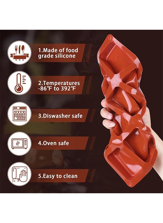 الوجبة قوالب شوكولاتة مستطيلة عميقة من السيليكون، قطعتان من قوالب الشوكولاتة السميكة المرنة ذات 8 تجاويف للبار المحشو، قالب حلوى شوكولاتة كبير لحشو بار شوكولاتة الكنافة والفستق - Image 3