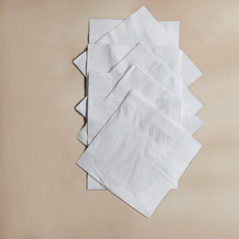 RosyDecor 200 Count Napkins 2 Ply Plain White Beverage Napkins Disposable Four Fold Cocktails Paper Napkins 4.9" X 4.9" folded for Party and Every Day Use - Image 5