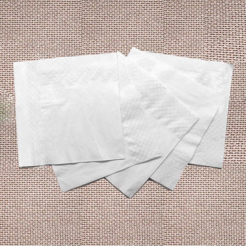 RosyDecor 200 Count Napkins 2 Ply Plain White Beverage Napkins Disposable Four Fold Cocktails Paper Napkins 4.9" X 4.9" folded for Party and Every Day Use - Image 2
