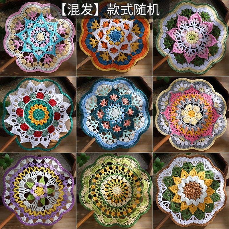 Kids' Festival Fun: Handmade Knitted Fan with Colorful Patterns - Traditional Style, DIY Craft Kit