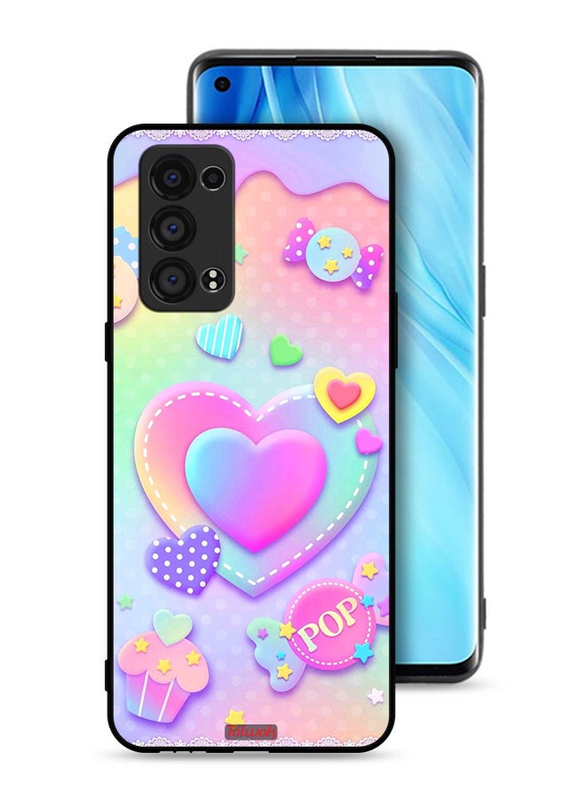 Tolwak Oppo Reno6 Pro Plus 5G Protective Case Cover Pop Hearts Art - Image 1