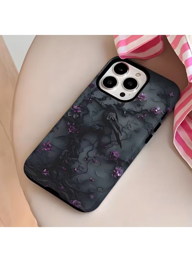 Temu 2-in-1 phone case with a matte finish, durable, shockproof, stylish protection with a dove design on a tree branch, compatible with iPhone 16 Pro - Image 2