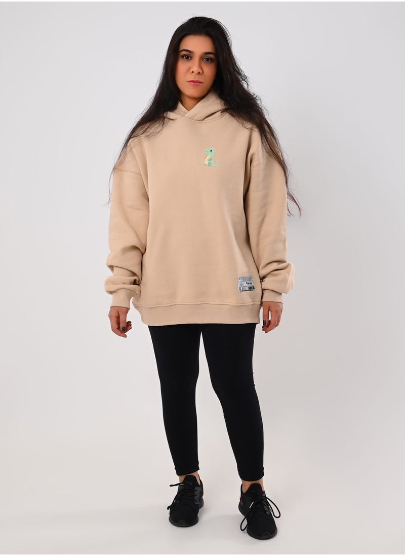 Ca.Co. - cotton hoodie from Ca.Co. Mocha Colour with a print - Image 1