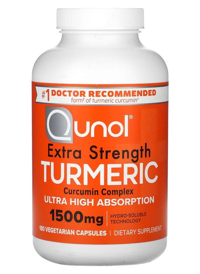 Qunol Extra Strength Turmeric 1500 mg 180 Vegetarian Capsules (500 mg per Capsule) 