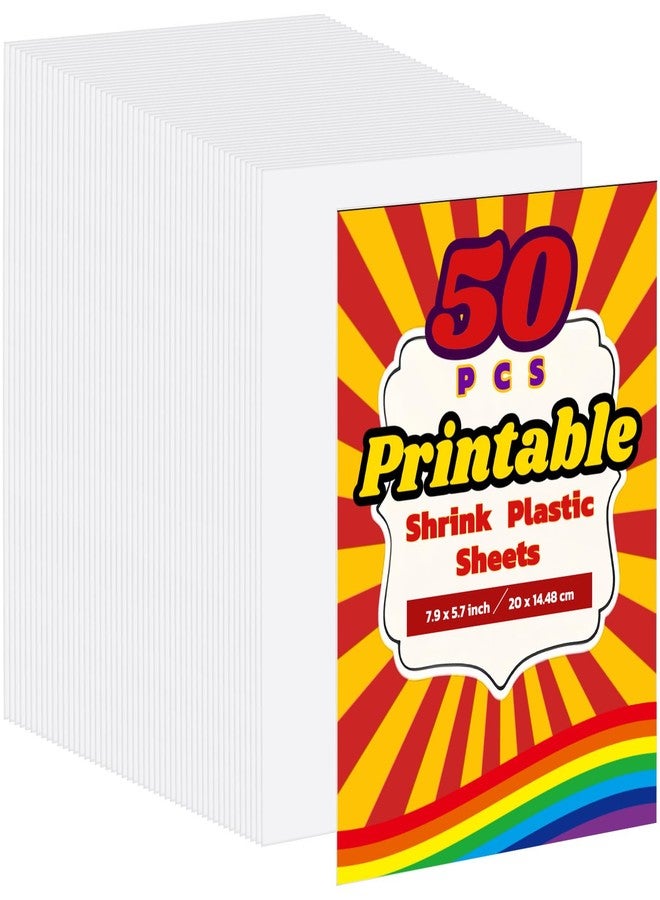 Goaste 50 Pack Shrink Plastic Sheets, 8 x 6 inch Blank Shrink Film Paper, Sanded Shrink Paper Sheets for Kids Creative Craft, DIY Ornaments Craft, Create Your Own Earrings, Necklace, Keychains - Image 1