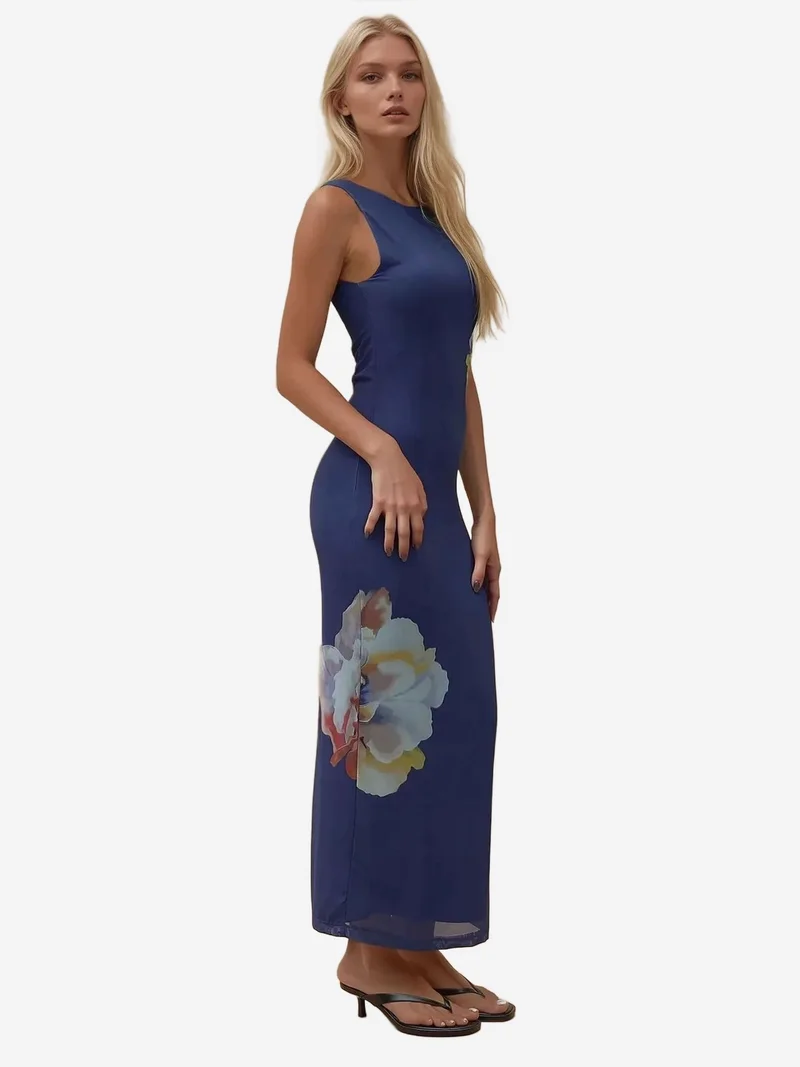 HICCUP Flowering Crew Neck Bodycon Dress