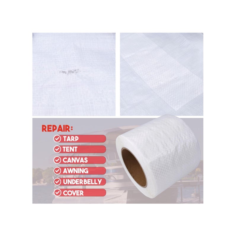 SOLARAE Tent Repair Tape, 4'' x 65FT Repair Tape for Tarp, RV Awning, Underbelly, Canvas, Bimini Tops, Fabric Repair for Tarp, Boat Cover Repair Tape, Tear Repair Patch Kit, Waterproof - Image 3