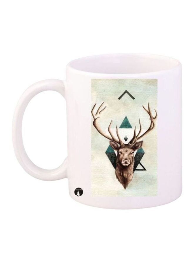 RKN Deer Printed Coffee Mug White/Beige/Brown - Image 1