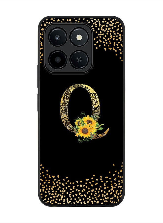 Stylizedd For Honor X6c Case,Slim fit Camera Protection, Shockproof Thin Phone cover  - Custom Floral Monogram - Q ( Black )