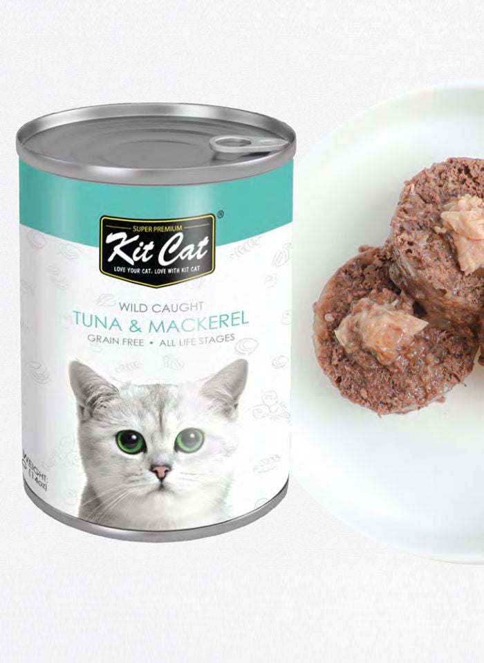 Kit Cat Wild Caught Tuna with Mackerel Canned Cat Food 3 x 400g - Image 2