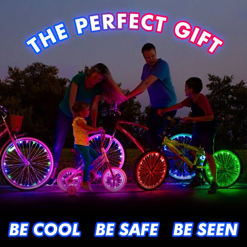 Activ Life Bike Wheel Lights - Color-Changing LED Spoke Lights for Wheels - Festive Stocking Stuffers - Christmas Night Riding - Bike Accessories - Pack of 2, Color-Changing - Image 2