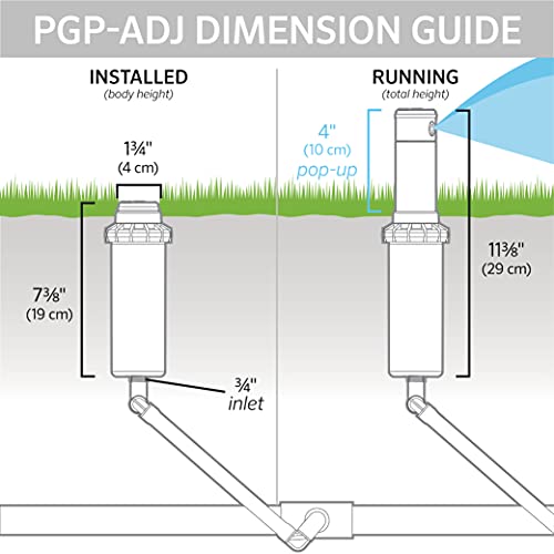 Hunter Industries Hunter PGP-ADJ 3/4" Rotor Sprinkler Head, Adjustable 40°-360° Arc, 4" Pop-Up Gear Drive Lawn Irrigation Head, 22-39 ft Spray Distance, Preinstalled 3.0 GPM Nozzle, 2 Pack - Image 3