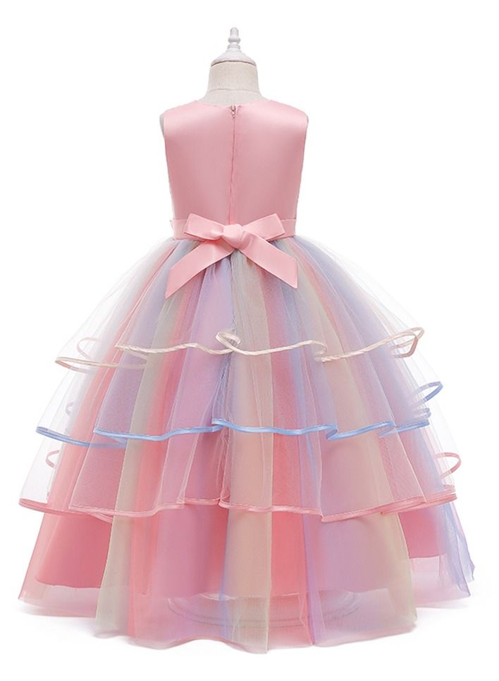 Loquat Summer new unicorn children's dress princess skirt children's dress girls PINK  - Image 2