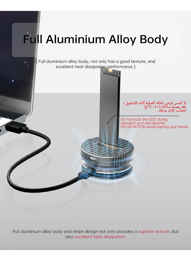 SIGood M.2 NVMe SSD Reader External, 10Gbps M2 to USB Adapter for Both M 2 (M Key, B+M Key) NVMe and SATA NGFF SSD Dock, Size for 22110 2280 2260 2242 2230 Drive Round Docking - Aluminum Alloy - Image 5