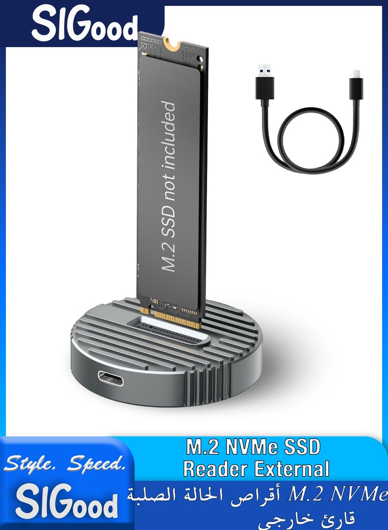 SIGood M.2 NVMe SSD Reader External, 10Gbps M2 to USB Adapter for Both M 2 (M Key, B+M Key) NVMe and SATA NGFF SSD Dock, Size for 22110 2280 2260 2242 2230 Drive Round Docking - Aluminum Alloy - Image 1
