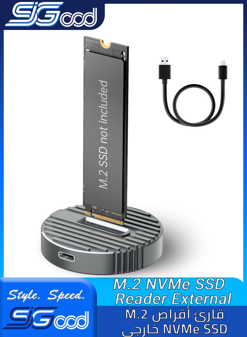 SIGood M.2 NVMe SSD Reader External, 10Gbps M2 to USB Adapter for Both M 2 (M Key, B+M Key) NVMe and SATA NGFF SSD Dock, Size for 22110 2280 2260 2242 2230 Drive Round Docking - Aluminum Alloy - Image 1