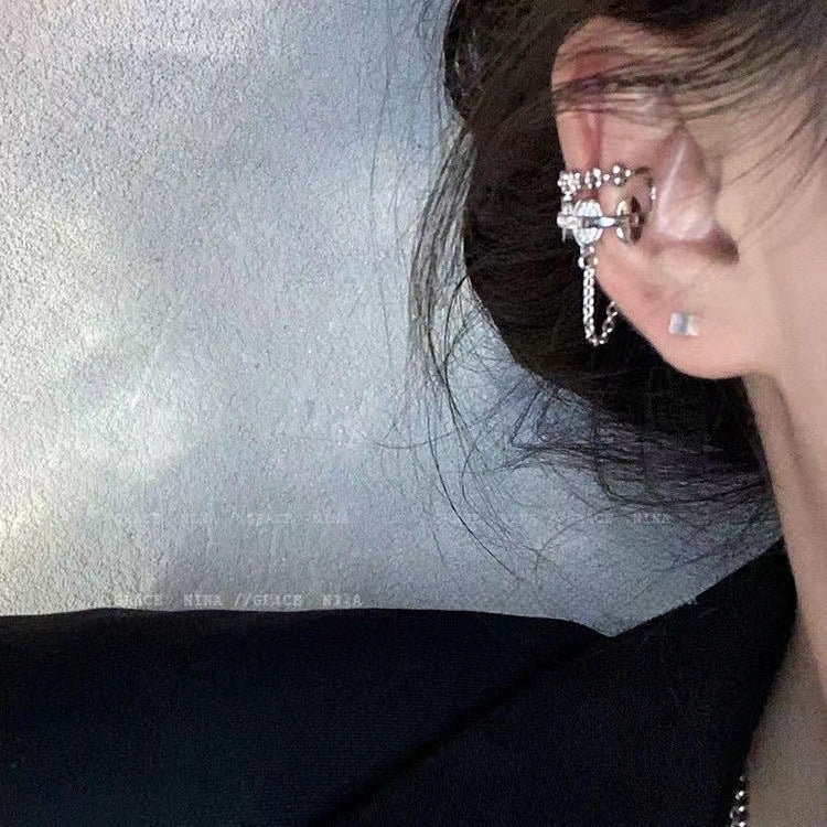 Chic Zircon Clip-on Earrings Set for Women Crown ear clip
