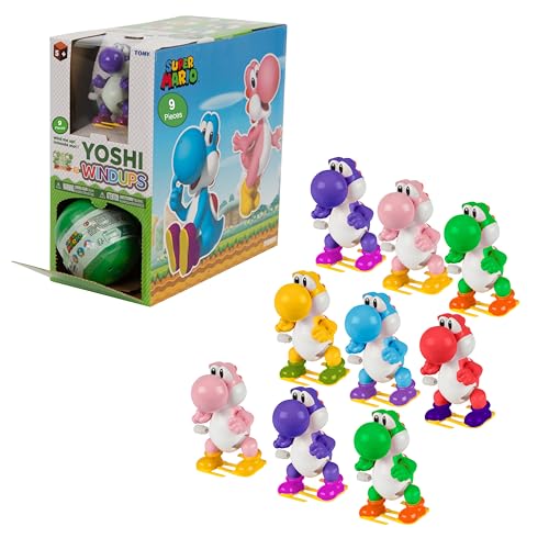 TOMY Super Mario Yoshi Wind Up Blind Box Assortment 9Count Blind Box Set Includes Mix of Green Red Yellow Purple Pink or Blue Yoshi Toys Kids Easter Basket Stuffers Ages 5 - Image 1