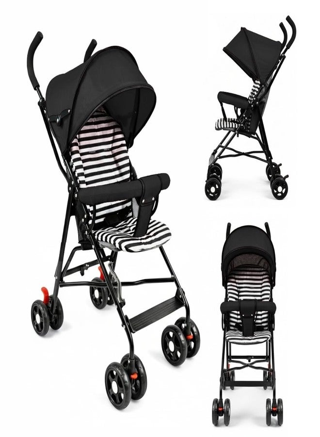 أو بيبي عربة أطفال OBABY مزودة بمقعد قابل للإمالة، ومظلة قابلة للتعديل، وحزام أمان، وعجلات سلسة، وتصميم قابل للطي صغير الحجم (عربة أطفال قابلة للطي باللون الأسود) - Image 1