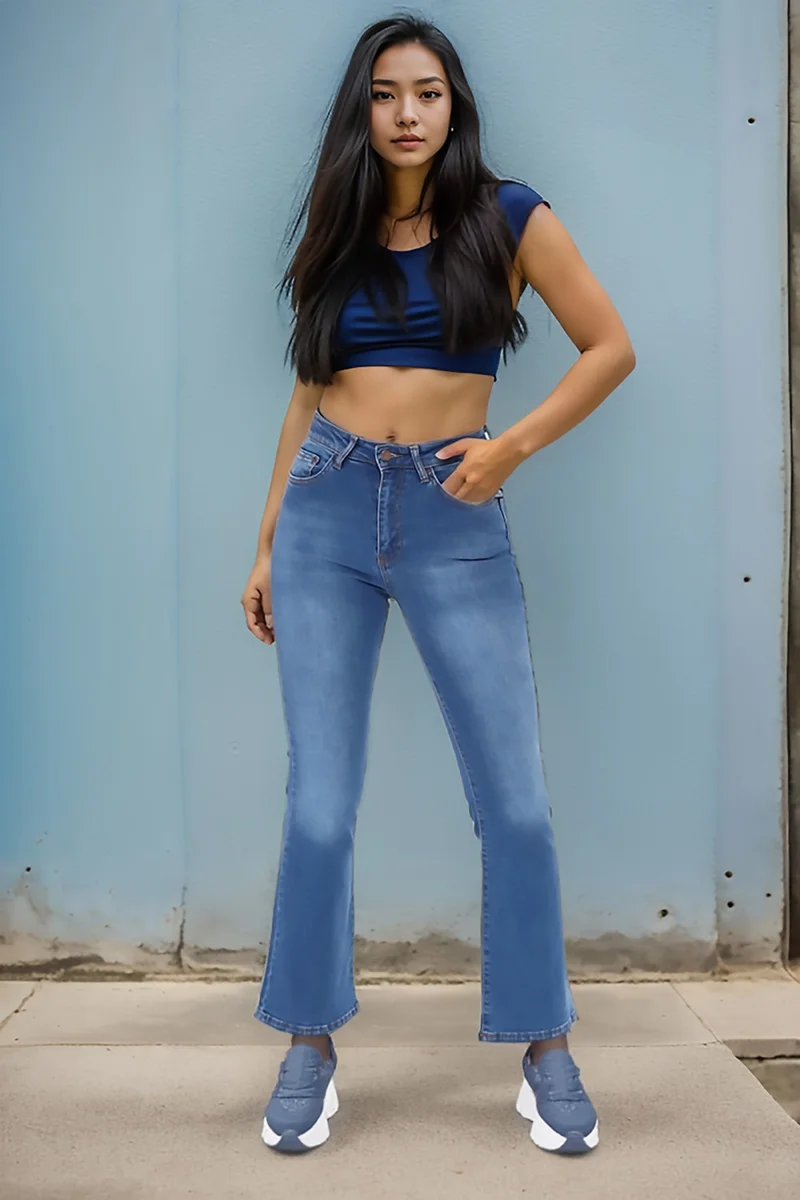 سيدي دينيم Women's Spanish Leg High Waist Denim Pants Skinny Fit Jean - C605