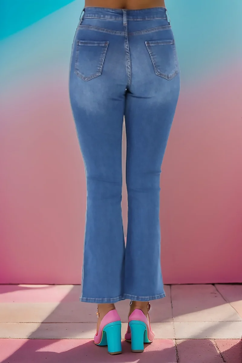 سيدي دينيم Women's Spanish Leg High Waist Denim Pants Skinny Fit Jean - C605