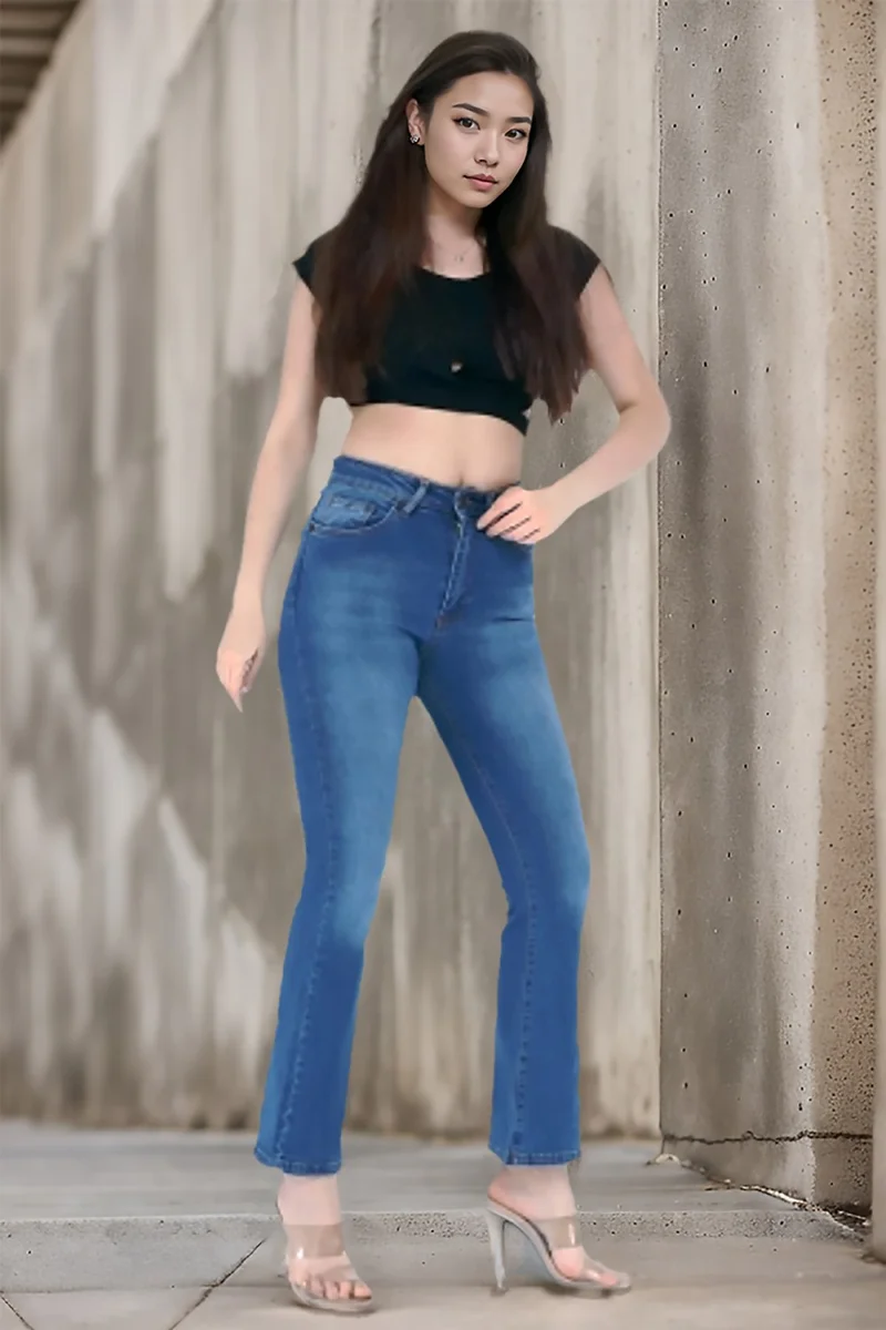 سيدي دينيم Women's Spanish Leg High Waist Denim Pants Skinny Fit Jean - C605