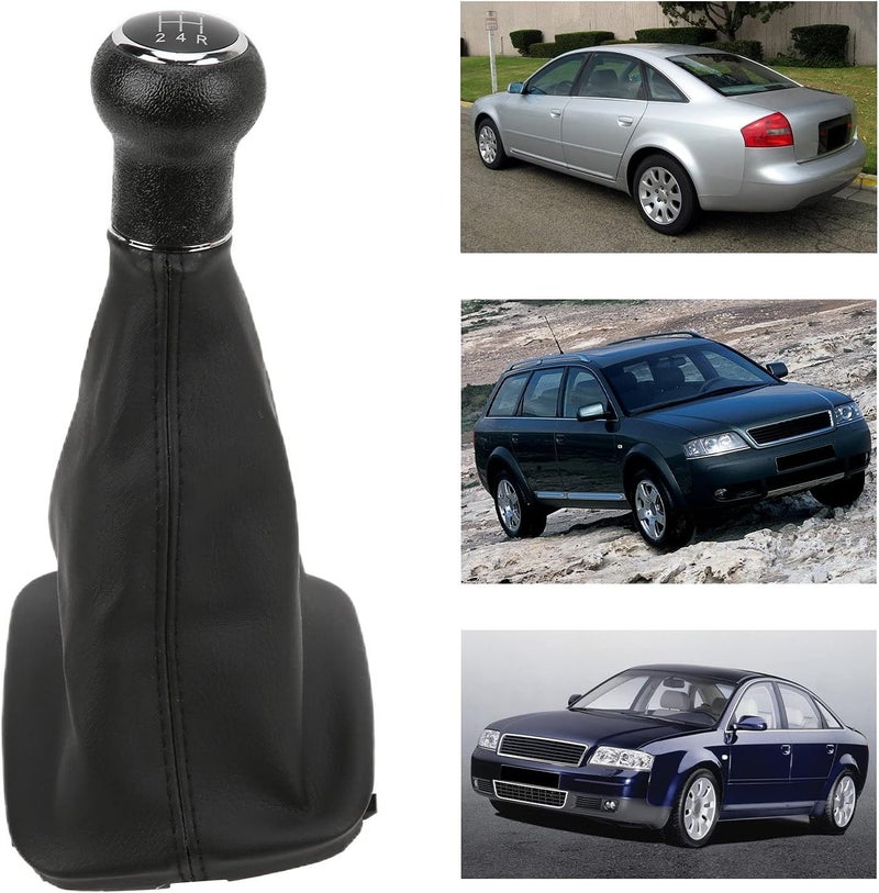 Gear Shift Knob with Boot Cover, Replacement for C5 A4 B5 D2 1998-2000, 6 Speed - Clear Engraved Pattern, Smooth Comfortable Design, Easy Installation for Upgra (5th gear) - Image 2