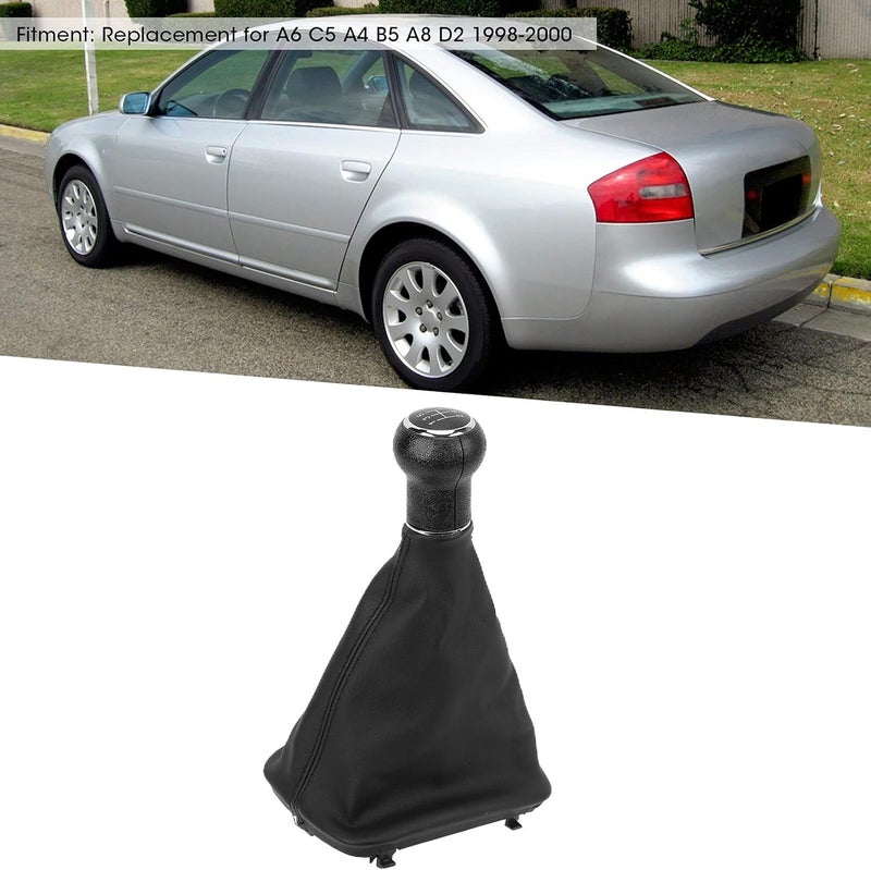 Gear Shift Knob with Boot Cover, Replacement for C5 A4 B5 D2 1998-2000, 6 Speed - Clear Engraved Pattern, Smooth Comfortable Design, Easy Installation for Upgra (5th gear) - Image 3