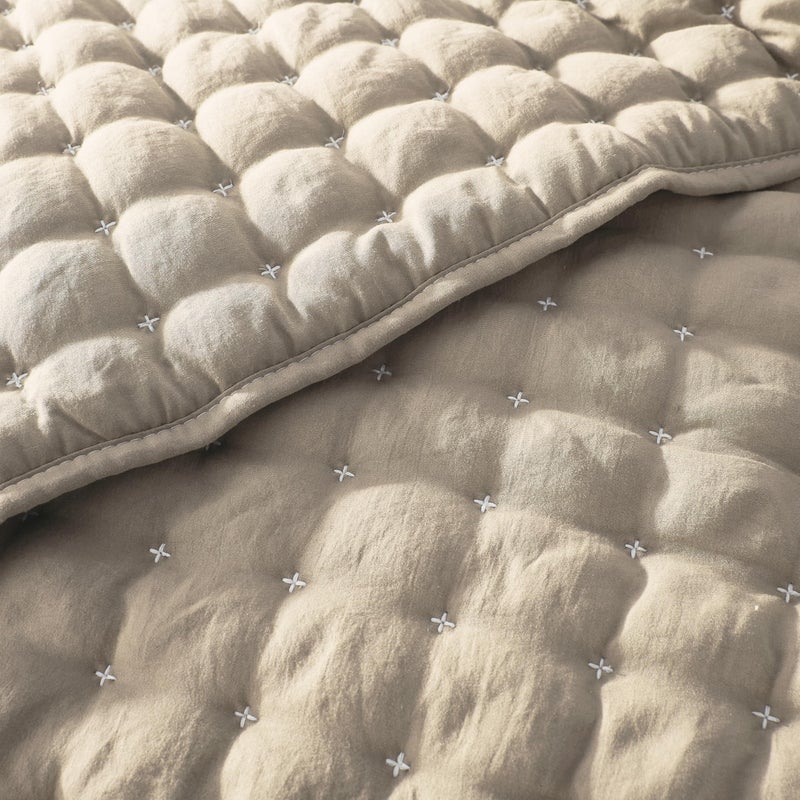 WDCOZY Beige Queen Size Quilt Bedding Sets with Pillow Shams, Cream Tan Lightweight Soft Bedspread Coverlet, Quilted Blanket Thin Comforter Bed Cover for All Season, 3 Pieces, 90x90 inches - Image 5