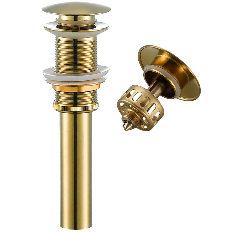SWHYGER Bathroom Sink Pop Up Drain Without OverflowBrass Pop Up Sink Drain Assembly Brushed Gold83606BG